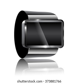 Realistic Smart Watch Device with Blank Screen. 3D Vector Illustration