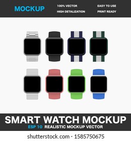 Realistic smart watch mockup. Layout template for branding and product design. Easy to use for branding and marketing advertising.