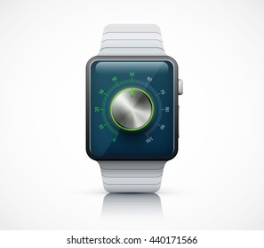 Realistic smart watch with music volume knob eps10 vector illustration