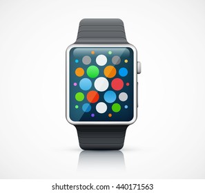 Realistic smart watch on white background eps10 vector illustration