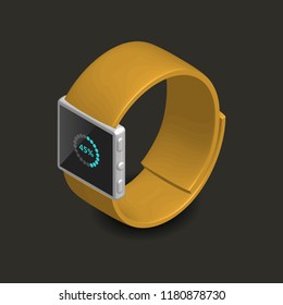 Realistic smart watche. Element design of digital devices. 3D isometric style, vector illustration.