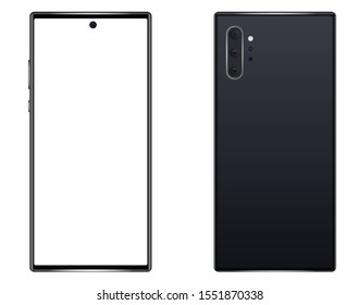 Realistic Smartphon concept mockup. Template for infographics or presentation UI design interface. Front View Display. Cellphone frame less blank screen