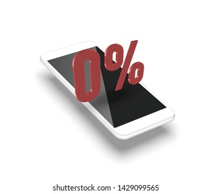 Realistic smartphone with a 3D percentage, vector illustration