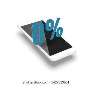 Realistic smartphone with a 3D percentage, vector illustration
