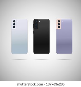 Realistic smartphone with back illustration.