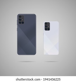 Realistic smartphone with back illustration.