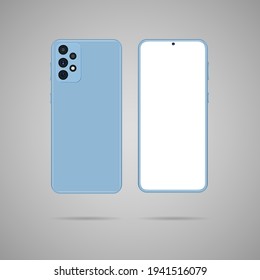 Realistic smartphone with back illustration.