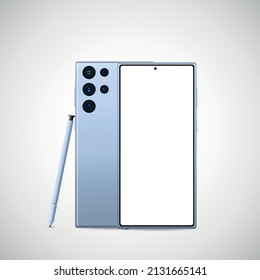 Realistic smartphone with back illustration.