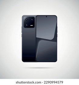 Realistic smartphone with back illustration.