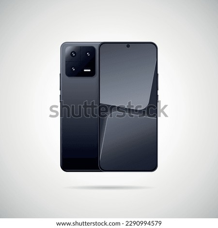 Realistic smartphone with back illustration.