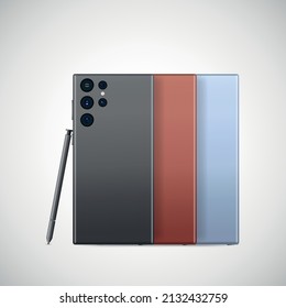 Realistic smartphone with back illustration. vector.