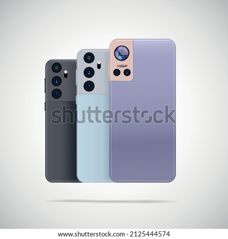 Realistic smartphone with back illustration. vector illustration.