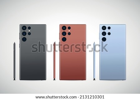 Realistic smartphone with back illustration. vector illustration.