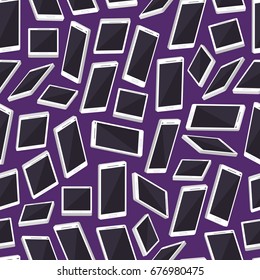 Realistic Smartphone Background Pattern from Different Sides on a Purple Background Technology Concept. Vector illustration