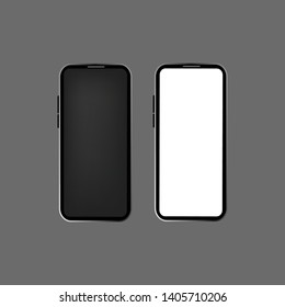 Realistic smartphone with blank screen. Isolated cell phone mockup. Vector illustration
