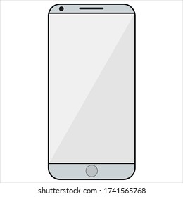 Realistisches Smartphone mit leerem Bildschirm. Isolated Handy mockup. Silber Telefon. Display Smartphone mit isolierter Frontkamera. Vektor-Abbildung