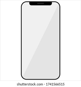 Realistic smartphone with blank screen. Isolated cell phone mockup. Silver mobile phone. Display smartphone  isolated. Vector illustration