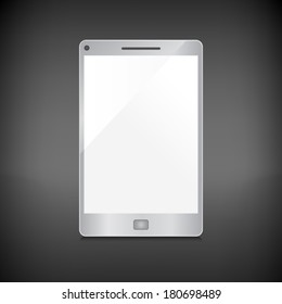 Realistic smartphone with blank screen isolated on dark background