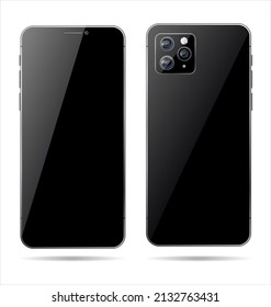 Realistic smartphone with blank screen isolated on white background