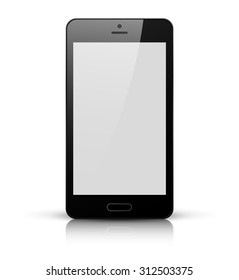 Realistic smartphone with blank screen isolated on white background