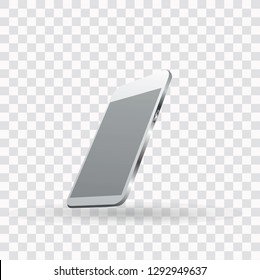 Realistic smartphone with blank screen, on a transparent background