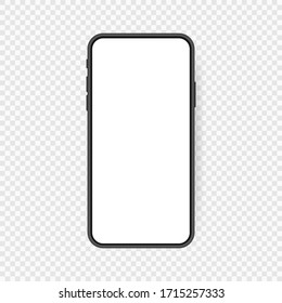 Realistic smartphone blank screen, phone mockup isolated on transparent background. Template for infographics or presentation UI design interface.