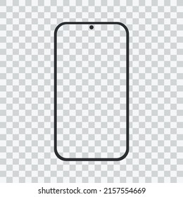 realistic smartphone blank screen, phone mockup isolated on transparent background. Template for infographics or presentation UI design interface.