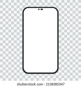 realistic smartphone blank screen, phone mockup isolated on transparent background. Template for infographics or presentation UI design interface.