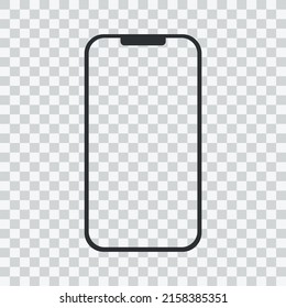 realistic smartphone blank screen, phone mockup isolated on transparent background. Template for infographics or presentation UI design interface.