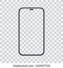 realistic smartphone blank screen, phone mockup isolated on transparent background. Template for infographics or presentation UI design interface.