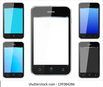 Realistic smartphone cellphone in alternate colors smart phone style named layers and with a separate layer on main phone screen to easily add your own image