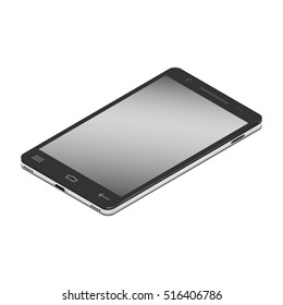 Realistic smartphone cellular in isometry on a white background. Vector illustration.