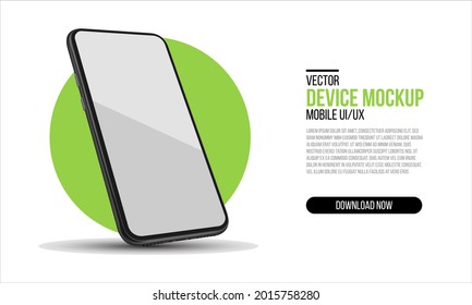 Realistic smartphone device mockup. Cellphone frame with blank display isolated template. Black vector mobile phone concept