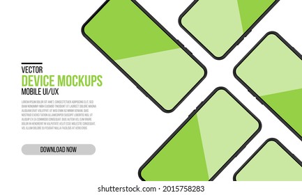 Realistic smartphone device mockup. Cellphone frame with blank display isolated template. Black vector mobile phone concept