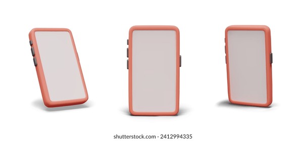 Realistic smartphone with empty screen. Vector color mockup of modern gadget