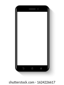 Realistic smartphone with empty white screen. Vector illustration