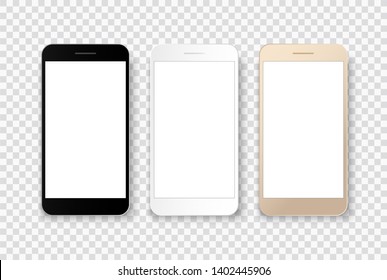 Realistic smartphone. Flat cartoon design, vector illustration on background.