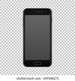 Realistic Smartphone Icon Isolated On Transparent Background. Vector Design Template, EPS10 Mockup.