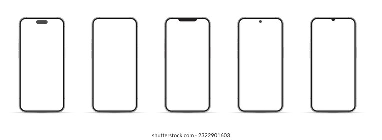 Realistisches Smartphone-Interface, hochwertige Mobiltelefonfront, Leere Screen-Vektorgrafik-Kollektion