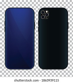 Realistic smartphone isolated on grid background.Graphic vector