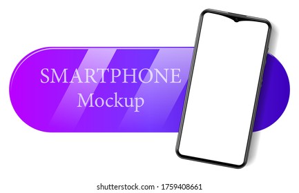 Realistic smartphone layout with an empty screen on an isolated background, vector illustration