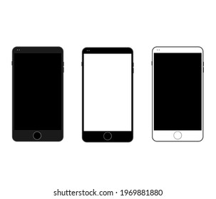 Realistic smartphone mobile simulator set. On a white background Modern digital devices Show front views. Vector illustration