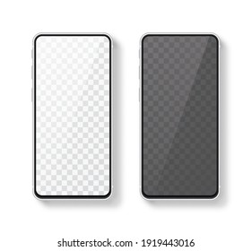 Realistic smartphone mock up set. Mobile phone display. 3D template illustration. Vector illustration.