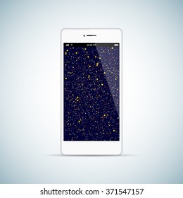 Realistic smartphone mock up. Silver glossy mobile phone with colorful display. Perfect for application demo. Isolated vector illustration.
