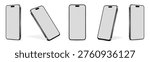 Realistic smartphone mockup from angled view. Mobile phone isolated on white background