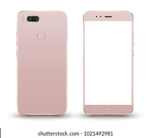 Realistic smartphone mockup back and front easy place demo into screen smartphone. Vector illustration mobile phone isolated for advertising technology.