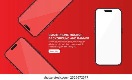 Realistic Smartphone Mockup Background and Banner: 3D Smart Mobile Phone Template for Business Leaflets and Presentations. Perfect for UI and UX Showcases with High-Quality Smartphone Mockups.