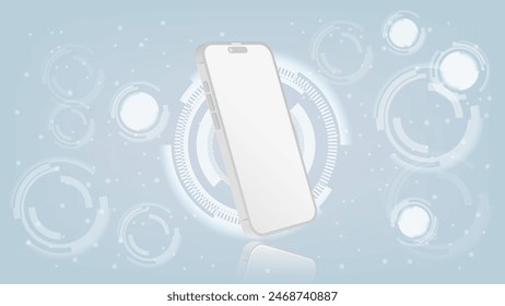 Realistic Smartphone Mockup with Blank Display, Perspective View, and Futuristic Technology Concept - Abstract Mobile Phone Vector Illustration