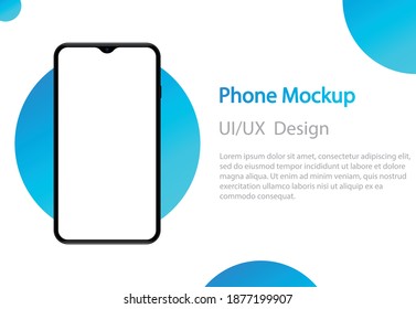 Realistic smartphone mockup with blank screen. Mockup generic device with empty display. Frame of mobile phone on colored background. Vector