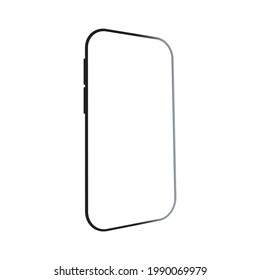 Mofa de smartphone realista con pantalla en blanco. Teléfono aislado en fondo blanco con espacio de copia en pantalla. Aparato moderno con sitio para aplicación, anuncio de sitio web. UI, diseño UX. Ilustración de vectores